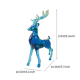 Reindeer Figurines European Style Crafts Animal Statue for Home Car Bathroom Blue
