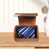 Maxbell 6xTravel Tie Case Tie Box for Men Travel Business Gift PU Leather Men Tie Case brown