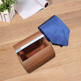 Maxbell 3xTravel Tie Case Tie Box for Men Travel Business Gift PU Leather Men Tie Case brown
