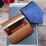 Maxbell 6xTravel Tie Case Tie Box for Men Travel Business Gift PU Leather Men Tie Case brown