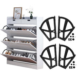 2 Layers Shoe Cabinet Flip Frame Black Durable Shoe Rack Hinges Flip Drawer
