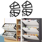 2 Layers Shoe Cabinet Flip Frame Black Durable Shoe Rack Hinges Flip Drawer