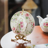 Maxbell Coffee Mug Saucer Holder Brass Rack Organizer Elegant for Collectible Teacup Small