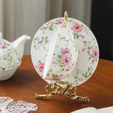 Maxbell Coffee Mug Saucer Holder Brass Rack Organizer Elegant for Collectible Teacup Small