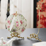 Maxbell Coffee Mug Saucer Holder Brass Rack Organizer Elegant for Collectible Teacup Small