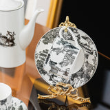 Maxbell Coffee Mug Saucer Holder Brass Rack Organizer Elegant for Collectible Teacup Small