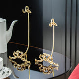 Maxbell Coffee Mug Saucer Holder Brass Rack Organizer Elegant for Collectible Teacup Small