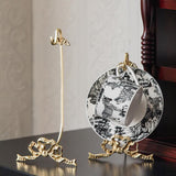 Maxbell Coffee Mug Saucer Holder Brass Rack Organizer Elegant for Collectible Teacup Small