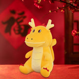 Chinese Dragon Pillow Stuffed Animal Toy for Office Beach Chair Decor Sturdy Yellow