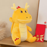 Chinese Dragon Pillow Stuffed Animal Toy for Office Beach Chair Decor Sturdy Yellow
