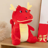 Chinese Dragon Pillow Stuffed Animal Toy for Office Beach Chair Decor Sturdy Red