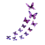 Maxbell 6x12Pcs 3D Luminous Butterfly Wall Stickers PVC for Corridor Party Living Room Purple