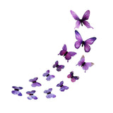 Maxbell 5x12Pcs 3D Luminous Butterfly Wall Stickers PVC for Corridor Party Living Room Purple