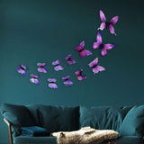 Maxbell 6x12Pcs 3D Luminous Butterfly Wall Stickers PVC for Corridor Party Living Room Purple