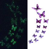 Maxbell 2x12Pcs 3D Luminous Butterfly Wall Stickers PVC for Corridor Party Living Room Purple