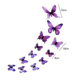 Maxbell 4x12Pcs 3D Luminous Butterfly Wall Stickers PVC for Corridor Party Living Room Purple