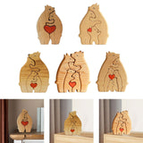 Bear Family Wooden Art Puzzle Wooden Sculpture for Gift for Family Christmas 2 bears
