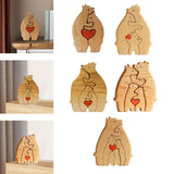 Bear Family Wooden Art Puzzle Wooden Sculpture for Gift for Family Christmas 2 bears