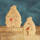 Bear Family Wooden Art Puzzle Wooden Sculpture for Gift for Family Christmas 2 bears