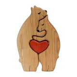 Bear Family Wooden Art Puzzle Wooden Sculpture for Gift for Family Christmas 2 bears