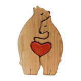 Bear Family Wooden Art Puzzle Wooden Sculpture for Gift for Family Christmas 2 bears