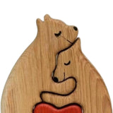 Bear Family Wooden Art Puzzle Wooden Sculpture for Gift for Family Christmas 2 bears