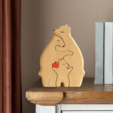 Bear Family Wooden Art Puzzle Wooden Sculpture for Gift for Family Christmas 3 bears