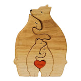 Bear Family Wooden Art Puzzle Wooden Sculpture for Gift for Family Christmas 4 bears