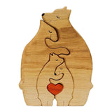 Bear Family Wooden Art Puzzle Wooden Sculpture for Gift for Family Christmas 4 bears