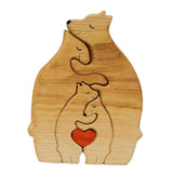 Bear Family Wooden Art Puzzle Wooden Sculpture for Gift for Family Christmas 4 bears