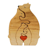 Bear Family Wooden Art Puzzle Wooden Sculpture for Gift for Family Christmas 4 bears