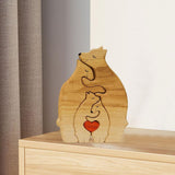 Bear Family Wooden Art Puzzle Wooden Sculpture for Gift for Family Christmas 4 bears