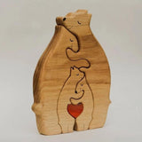 Bear Family Wooden Art Puzzle Wooden Sculpture for Gift for Family Christmas 4 bears