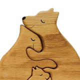 Bear Family Wooden Art Puzzle Wooden Sculpture for Gift for Family Christmas 4 bears