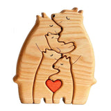 Bear Family Wooden Art Puzzle Wooden Sculpture for Gift for Family Christmas 5 bears