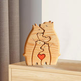 Bear Family Wooden Art Puzzle Wooden Sculpture for Gift for Family Christmas 5 bears