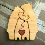 Bear Family Wooden Art Puzzle Wooden Sculpture for Gift for Family Christmas 5 bears