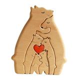Bear Family Wooden Art Puzzle Wooden Sculpture for Gift for Family Christmas 6 bears