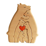 Bear Family Wooden Art Puzzle Wooden Sculpture for Gift for Family Christmas 6 bears