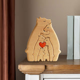 Bear Family Wooden Art Puzzle Wooden Sculpture for Gift for Family Christmas 6 bears