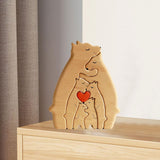 Bear Family Wooden Art Puzzle Wooden Sculpture for Gift for Family Christmas 6 bears