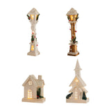 Christmas Glowing Ornament Street Light Wood for Bedroom Festival Office white