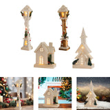 Christmas Glowing Ornament Street Light Wood for Bedroom Festival Office white