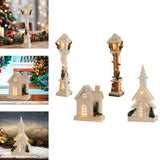 Christmas Glowing Ornament Street Light Wood for Bedroom Festival Office white