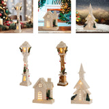Christmas Glowing Ornament Street Light Wood for Bedroom Festival Office white