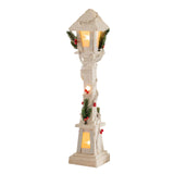 Christmas Glowing Ornament Street Light Wood for Bedroom Festival Office white