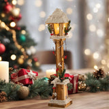 Christmas Glowing Ornament Street Light Wood for Bedroom Festival Office brown