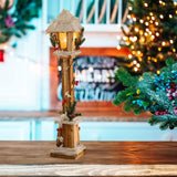 Christmas Glowing Ornament Street Light Wood for Bedroom Festival Office brown