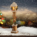 Christmas Glowing Ornament Street Light Wood for Bedroom Festival Office brown