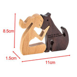 Maxbell 2xHand Carved Wood Dog Human Statue Wooden Man Dog Carving Model for Dog Lover